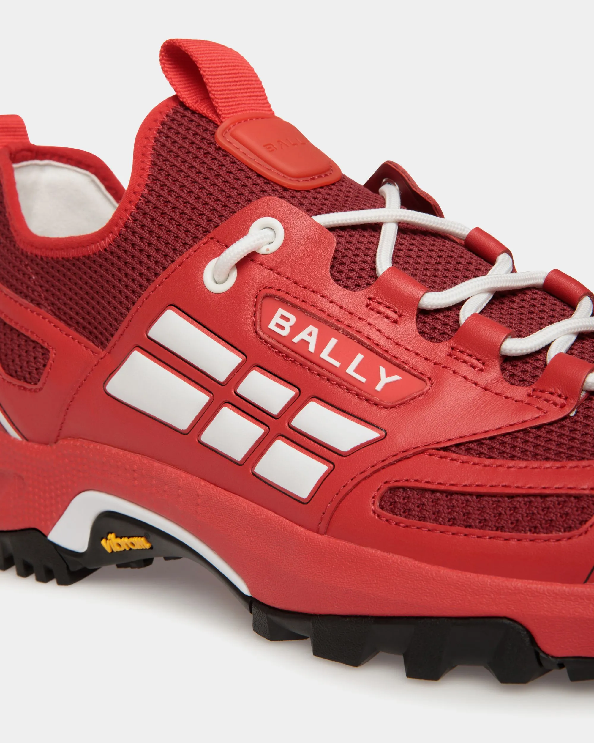 Faster Sneaker in Red Leather and Knit