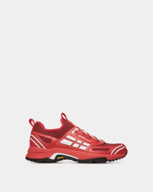 Faster Sneaker in Red Leather and Knit