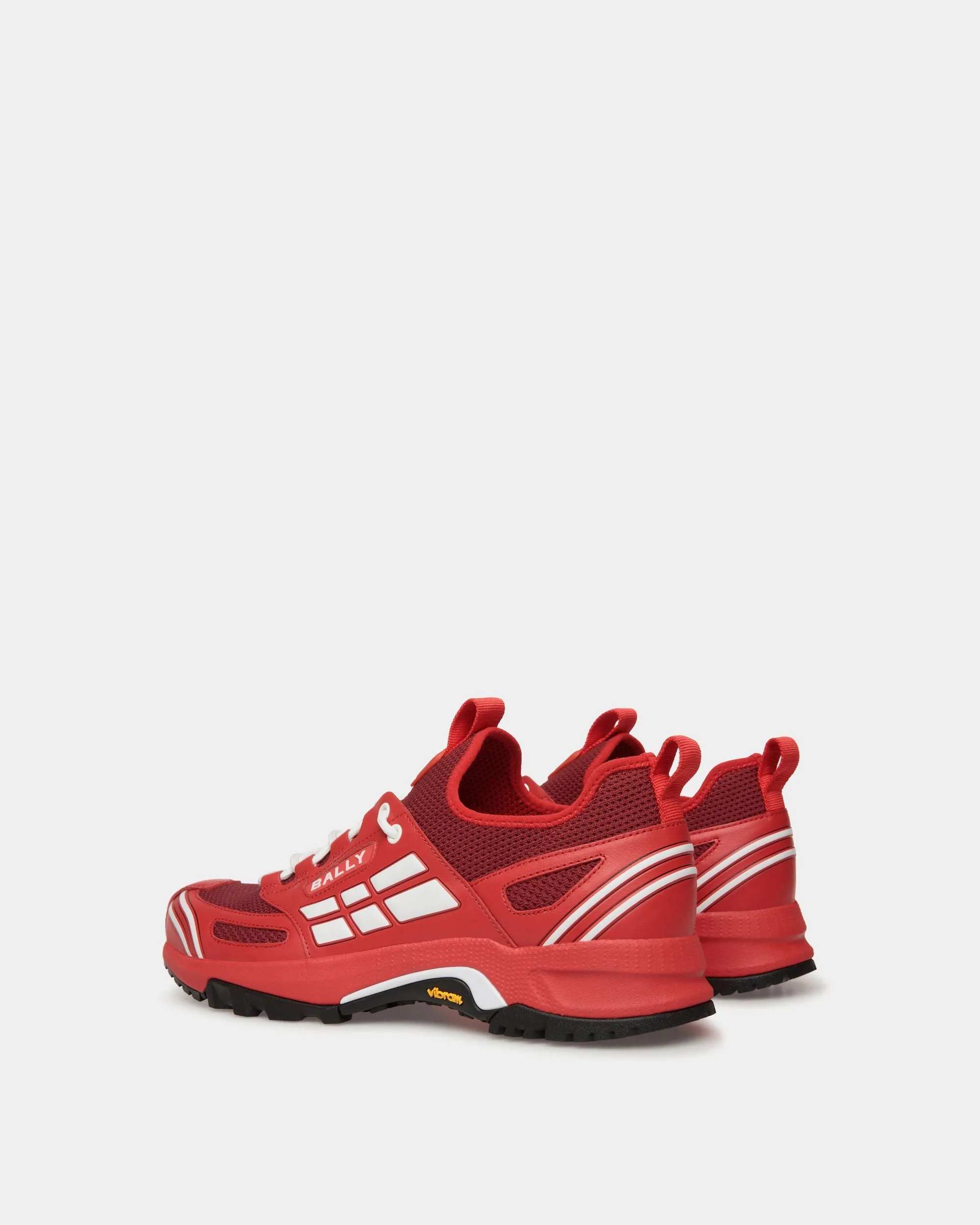 Faster Sneaker in Red Leather and Knit