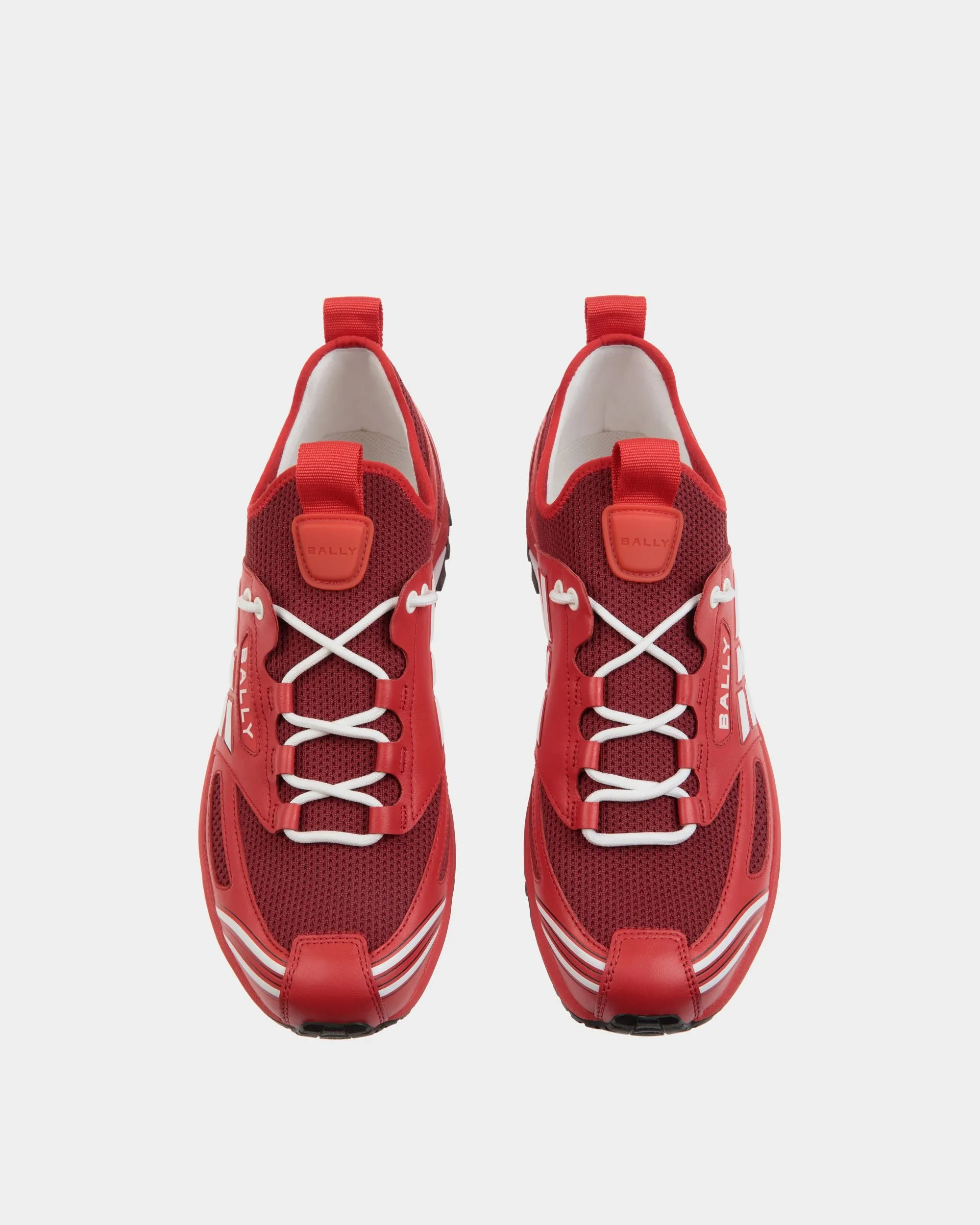 Faster Sneaker in Red Leather and Knit