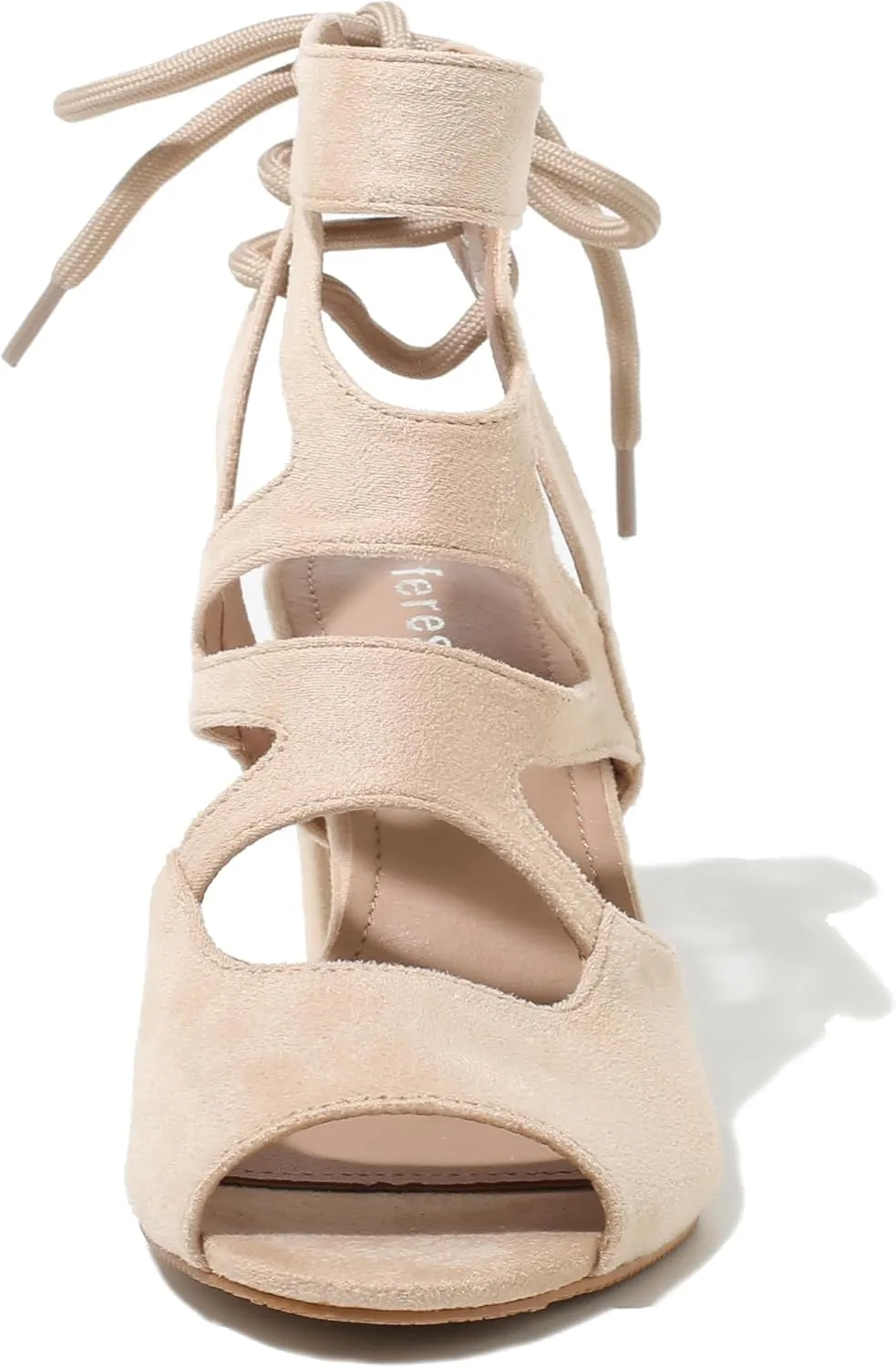 fereshte Womens Gladiator Sandals Strappy Lace Up Hollow Out Chunky High Heels