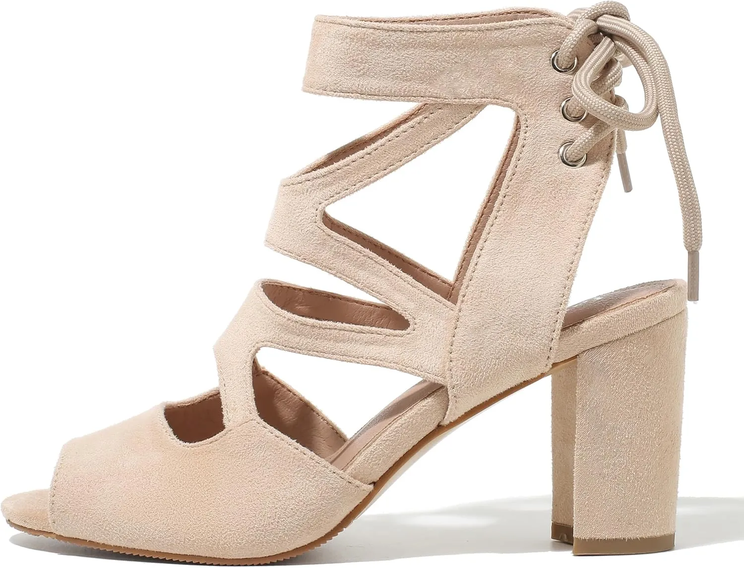 fereshte Womens Gladiator Sandals Strappy Lace Up Hollow Out Chunky High Heels