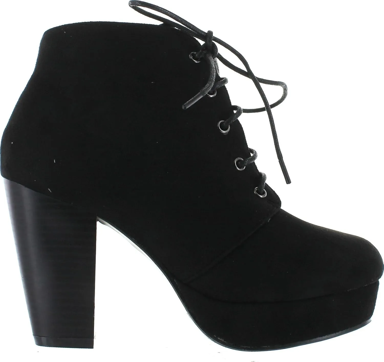 Forever Link Women's Comfort Chunky Heel Lace Up Ankle Booties