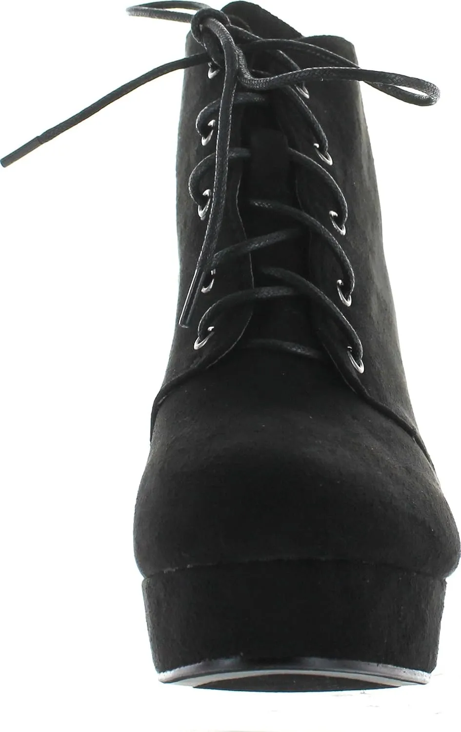 Forever Link Women's Comfort Chunky Heel Lace Up Ankle Booties