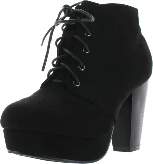 Forever Link Women's Comfort Chunky Heel Lace Up Ankle Booties