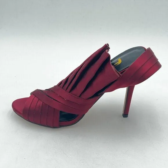 FSJ Women Charm Slingback D'Orsay Sandals Slip On Peep Toe Satin Ankle Strap