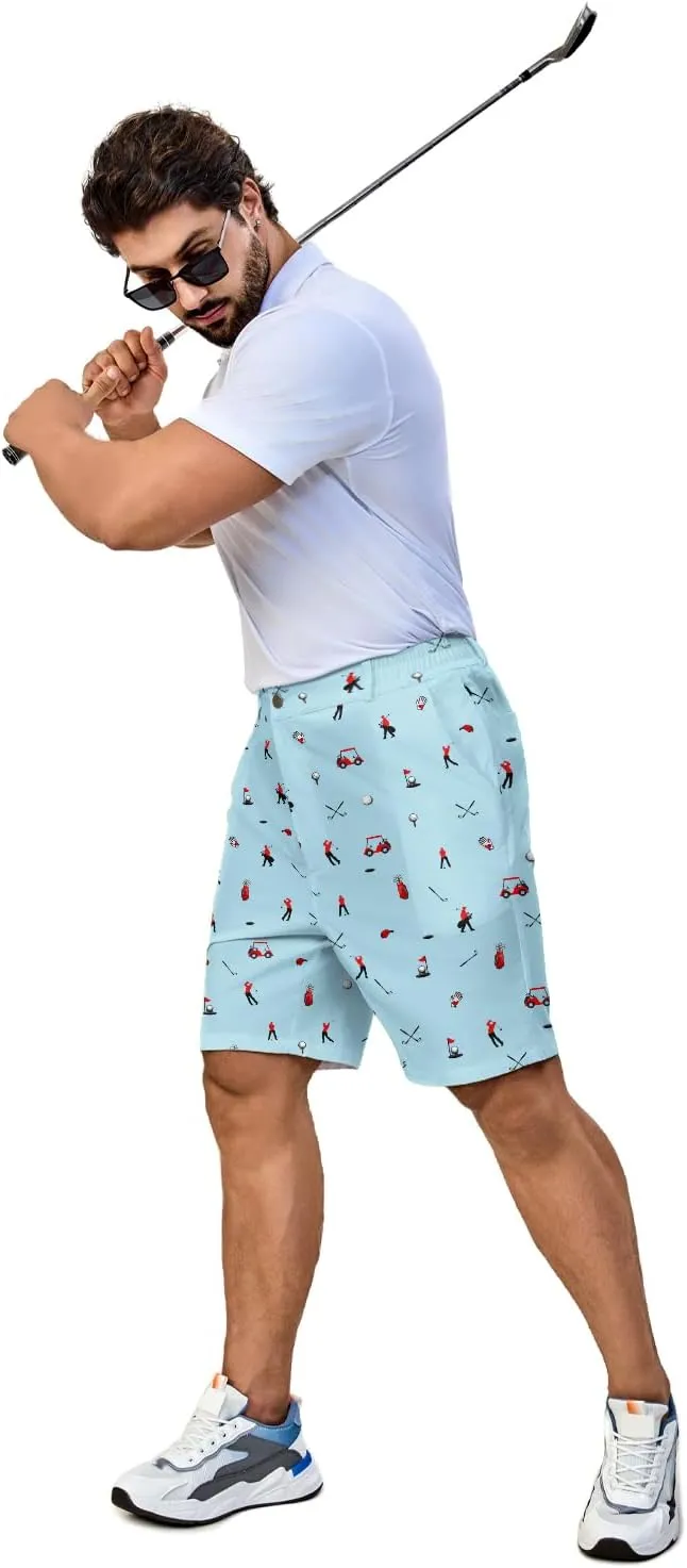 Fun Men's Golf Shorts Fun Work Polo Dress Short for Men Lightweight Quick Dry Multi-Pocket