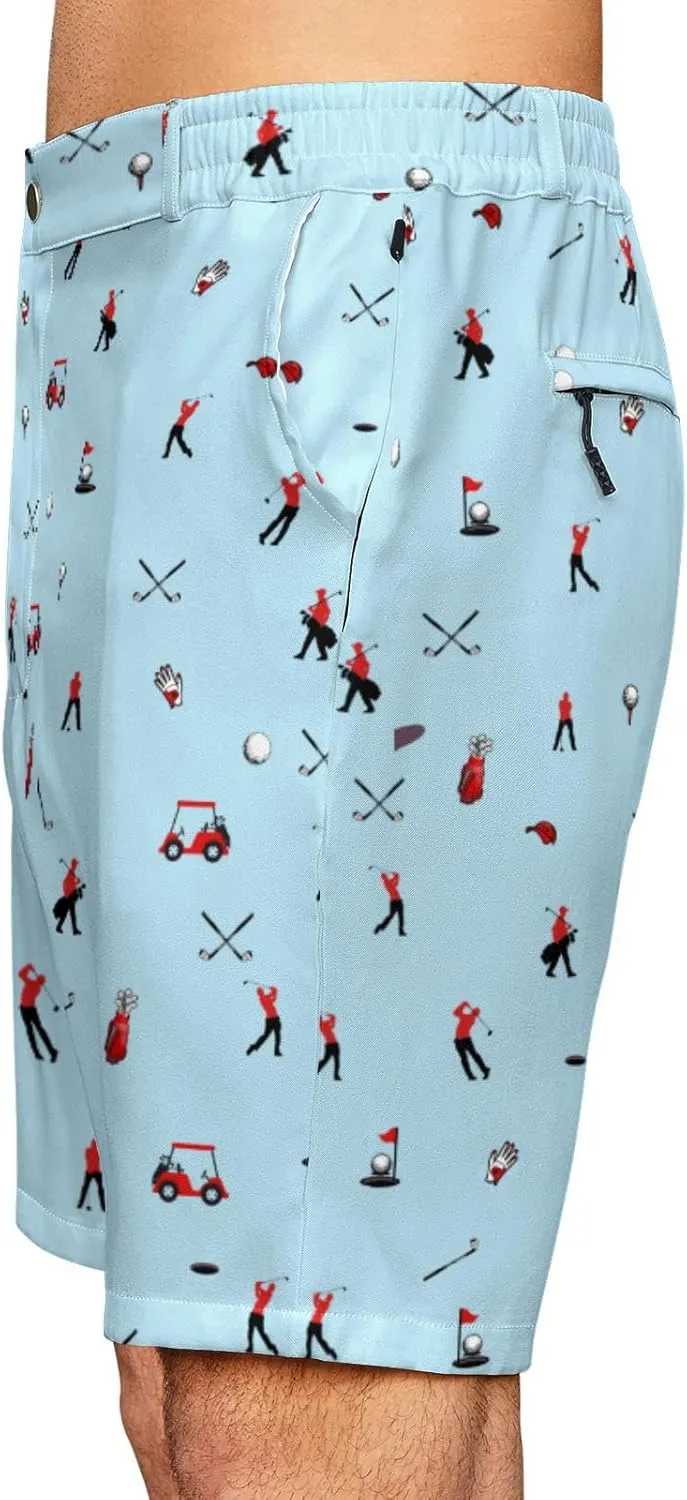 Fun Men's Golf Shorts Fun Work Polo Dress Short for Men Lightweight Quick Dry Multi-Pocket