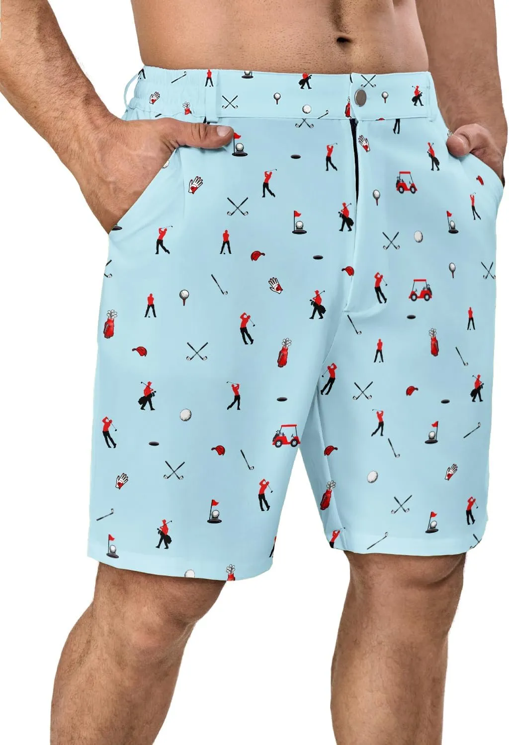 Fun Men's Golf Shorts Fun Work Polo Dress Short for Men Lightweight Quick Dry Multi-Pocket
