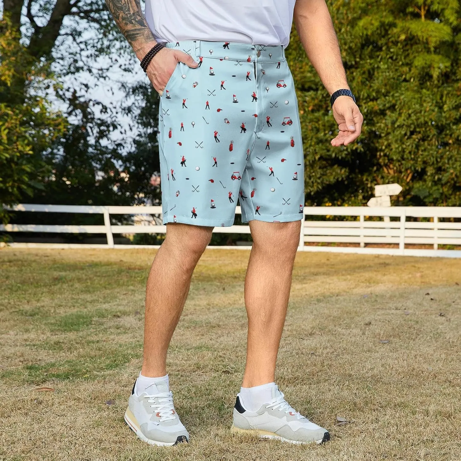 Fun Men's Golf Shorts Fun Work Polo Dress Short for Men Lightweight Quick Dry Multi-Pocket