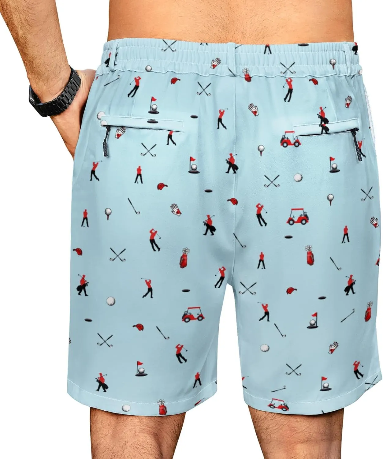Fun Men's Golf Shorts Fun Work Polo Dress Short for Men Lightweight Quick Dry Multi-Pocket