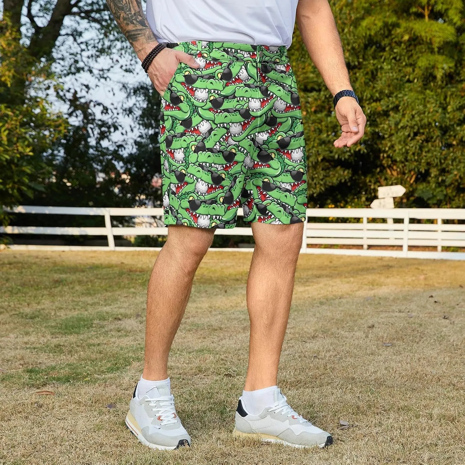 Funny Men's Golf Shorts Fun Work Polo Dress Short for Men Lightweight Quick Dry Multi-Pocket