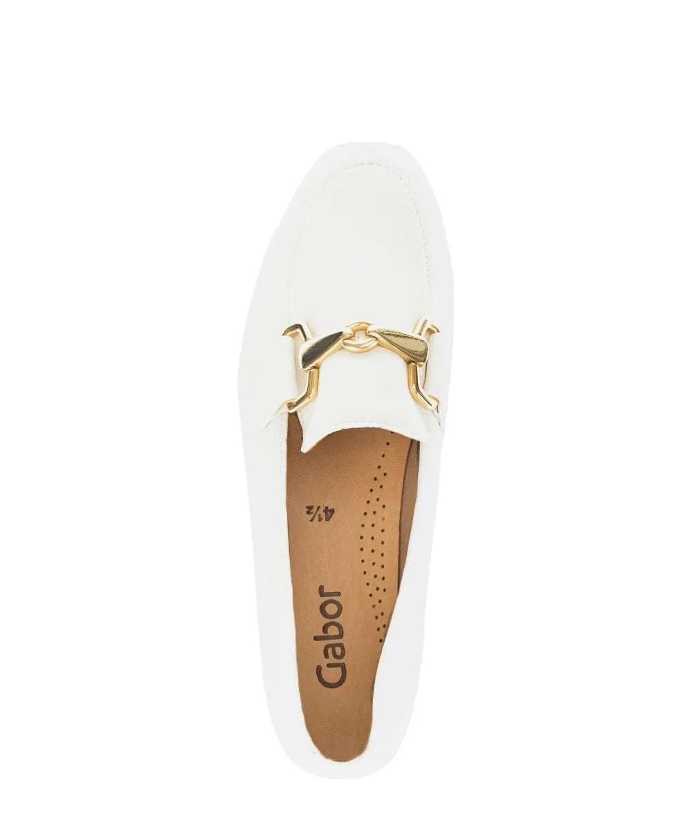 Gabor White Leather Loafer |6521120