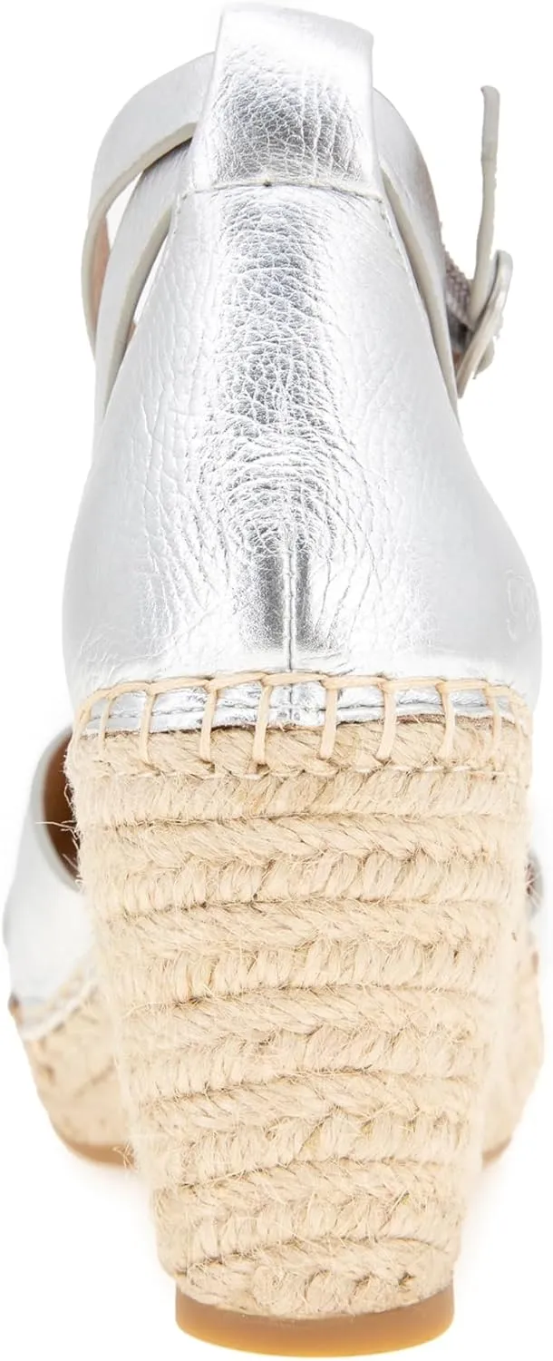 Gentle Souls by Kenneth Cole Women's Charli X Band Buckle Heeled Sandal Espadrille Wedge