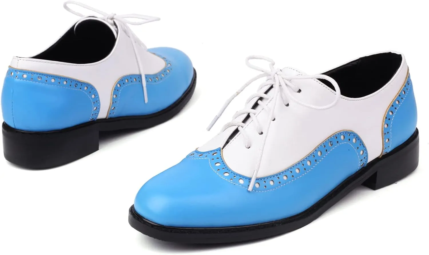 Gicoiz Footwear Womens Classic Round Toe Lace Up Oxfords Brogue Work Shoes