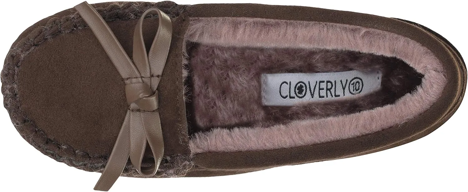 Girls Kids Moccasin Slippers Vegan Leather Suede Moccasin Loafer Fur Shoes