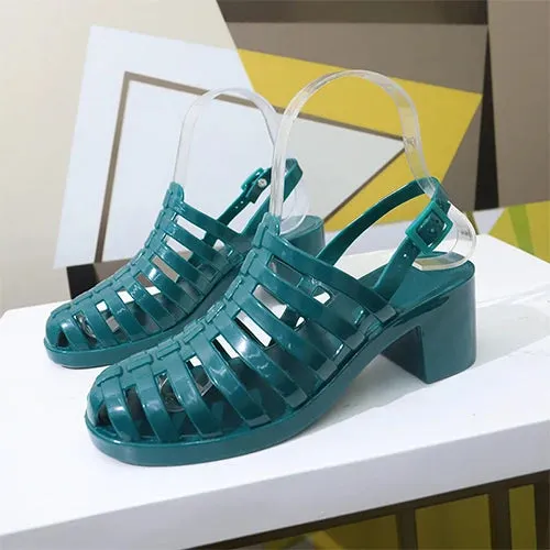 Green Medusa Sandal with Buckle Closure