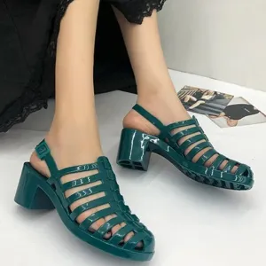 Green Medusa Sandal with Buckle Closure