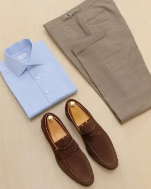 Handmade Brown Suede Moccasins, Casual Slip-On Loafers