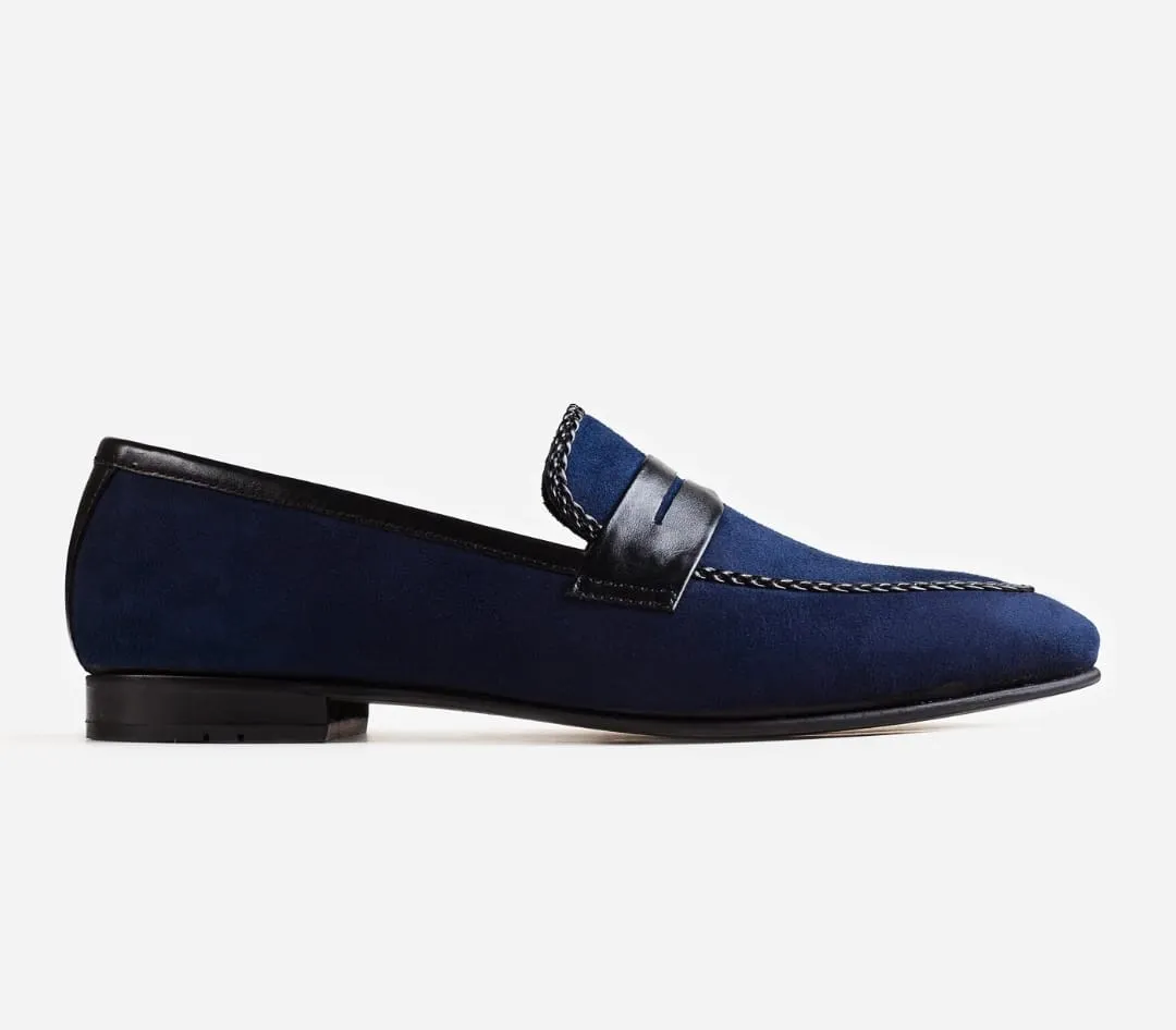 Handmade Mens blue suede moccasins, Men Navy blue suede shoes Loafer, Mens