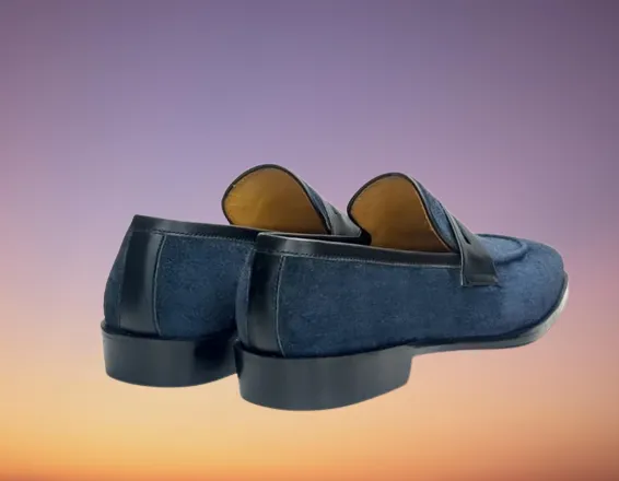 Handmade Two Tone Suede Loafer Moccasins for Men