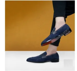 Handmade Two Tone Suede Loafer Moccasins for Men