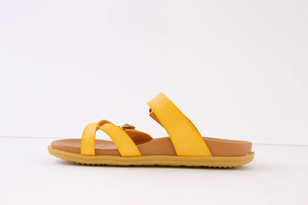 HEAVENLY FEET - MALIBU FLAT TOE-TOST MULE - YELLOW