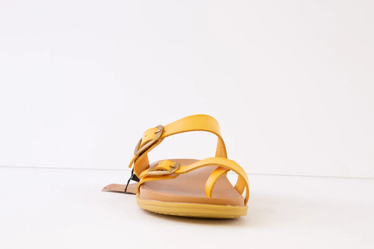 HEAVENLY FEET - MALIBU FLAT TOE-TOST MULE - YELLOW