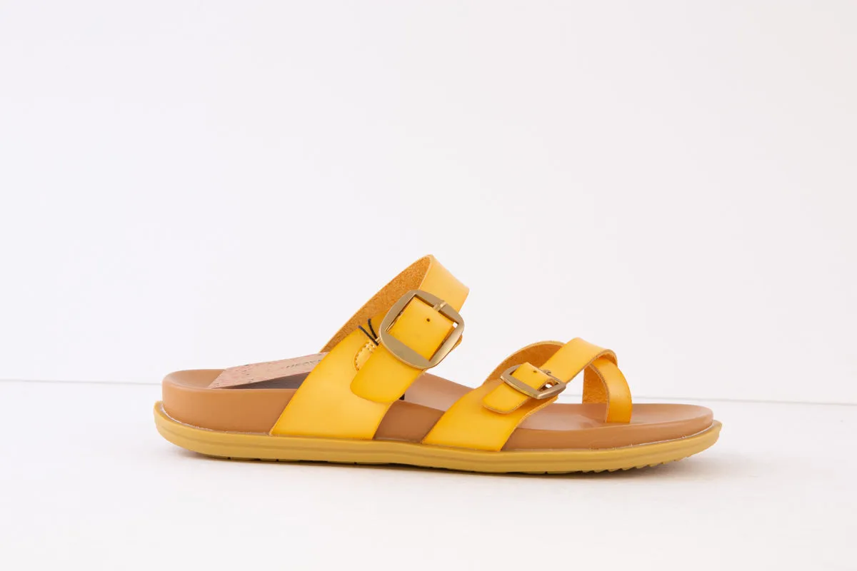 HEAVENLY FEET - MALIBU FLAT TOE-TOST MULE - YELLOW