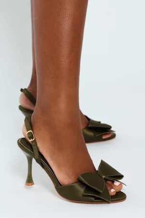 Hi Stiletto Slingback Mule Heel With Big Bow - Chartreuse