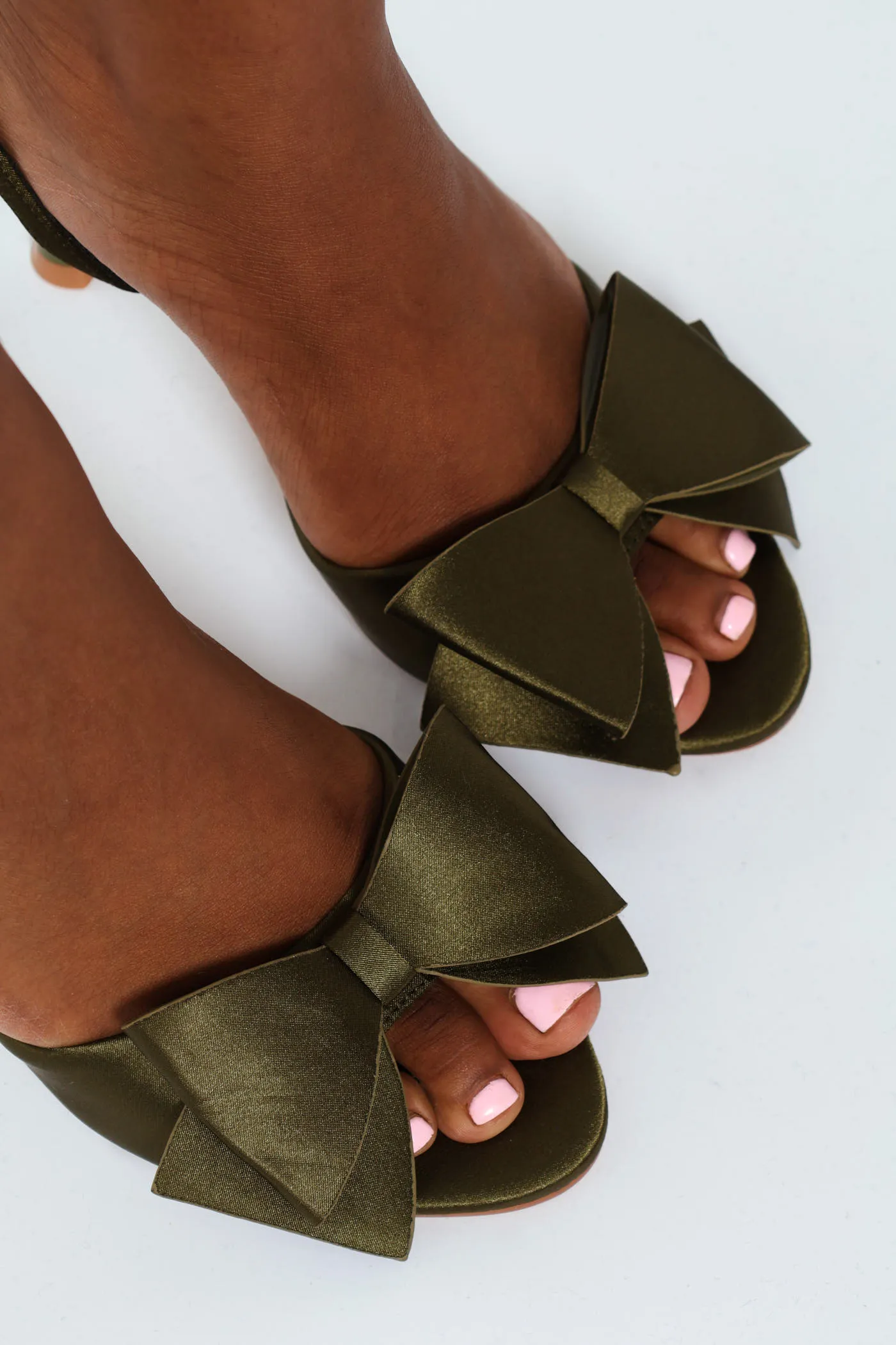 Hi Stiletto Slingback Mule Heel With Big Bow - Chartreuse