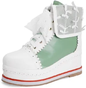 HILIB Women's Cute Lolita Boots Cosplay Brogue Wedge Boots