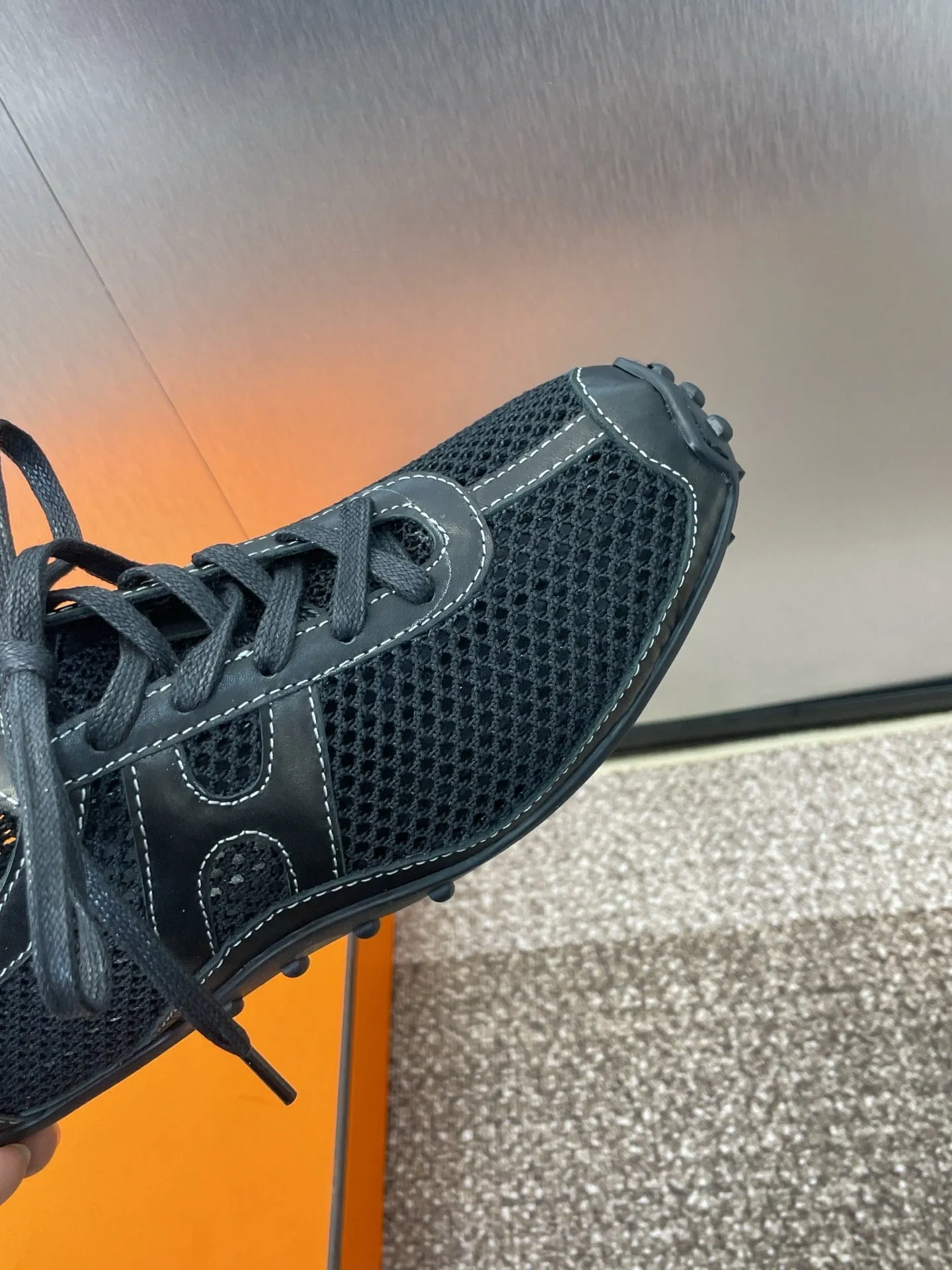 HM 25C Kiga Sneaker Black Crochet knit with Calfskin 208290