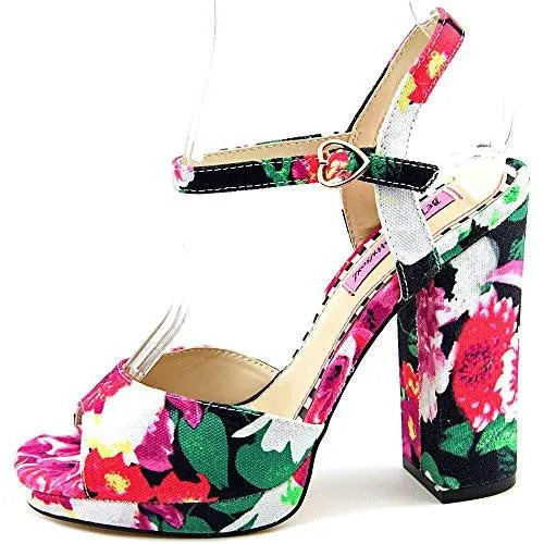 Isla Dress Sandal, Black Floral, 7.5 M Us