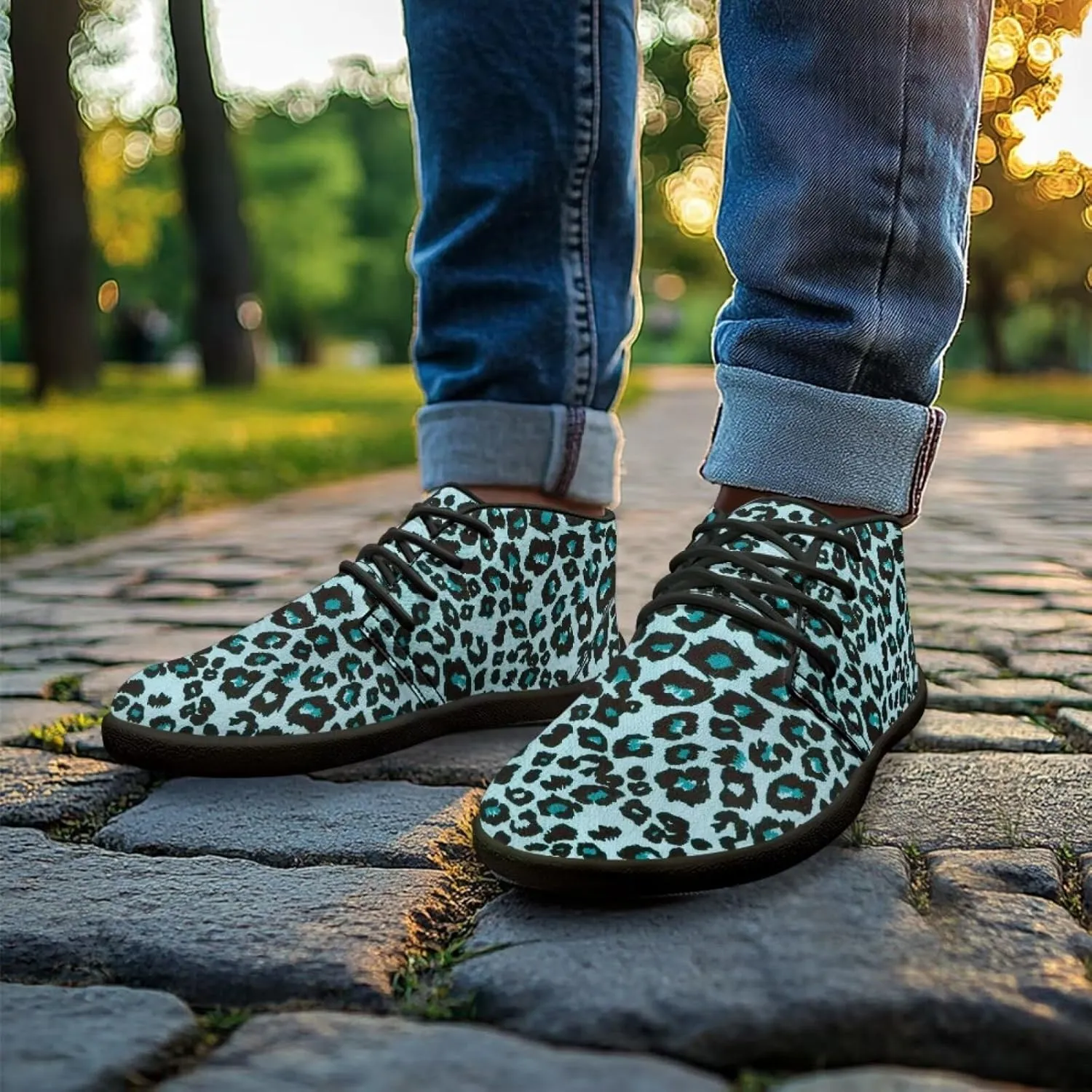 Jeiento Fish Scale Print Mens Barefoot Walking Shoes with Rubber Sole Zero Drop Sole