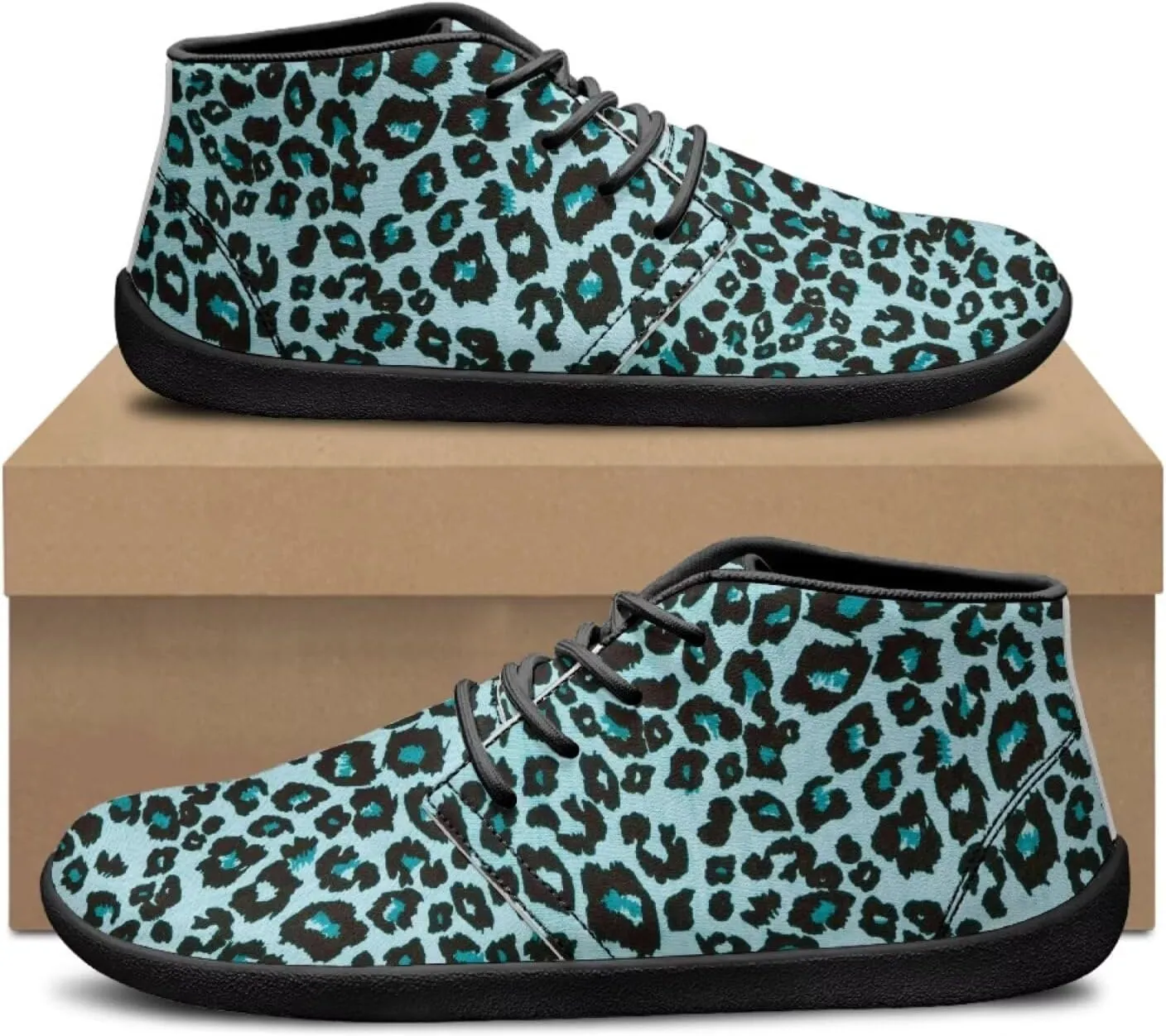 Jeiento Fish Scale Print Mens Barefoot Walking Shoes with Rubber Sole Zero Drop Sole