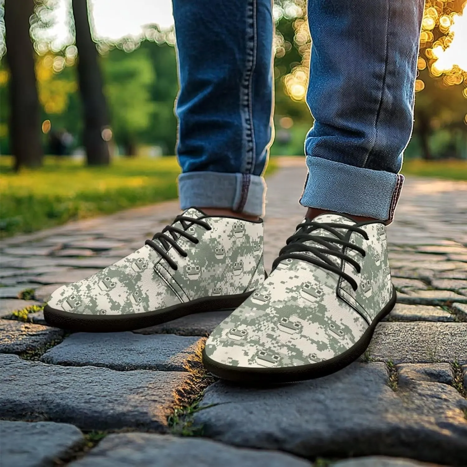 Jeiento Men Barefoot Shoes Camouflage - Wide Toe Box Camo Zero Drop Sole Walking Shoes