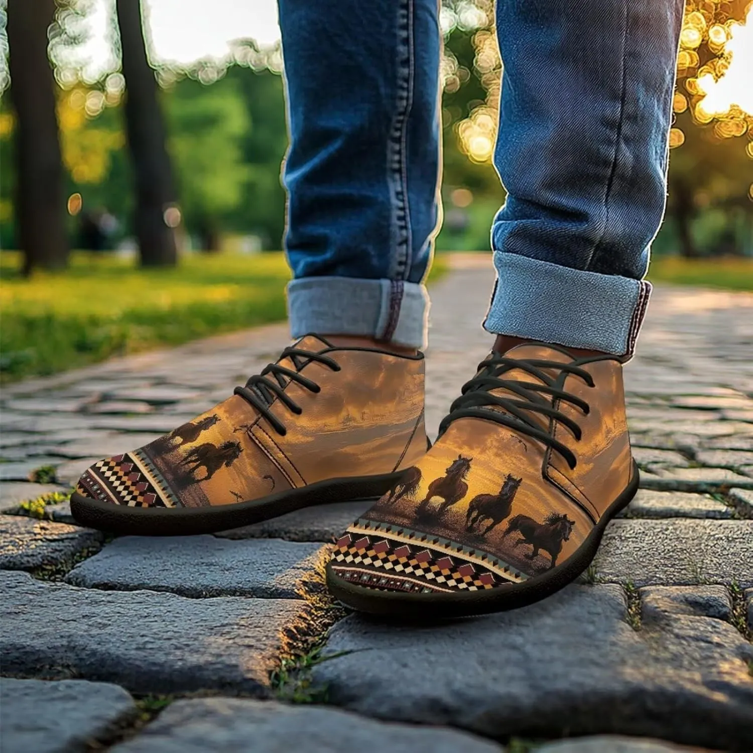 Jeiento Men's Minimalist Horse Walking Shoes Wide Toe Barefoot Shoes Casual Sneakers