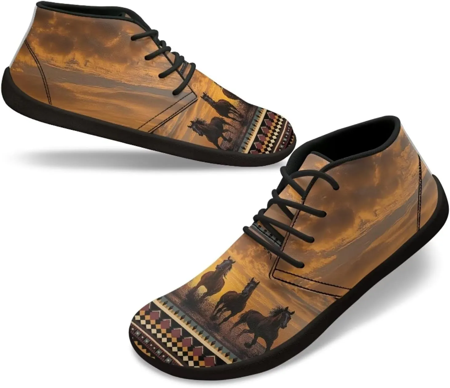 Jeiento Men's Minimalist Horse Walking Shoes Wide Toe Barefoot Shoes Casual Sneakers