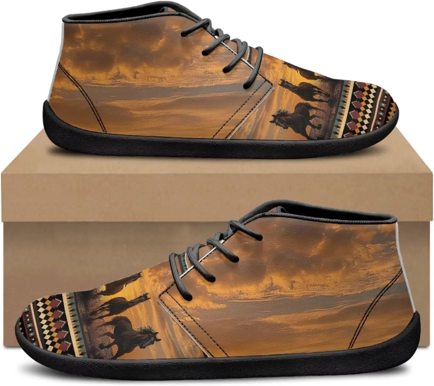 Jeiento Men's Minimalist Horse Walking Shoes Wide Toe Barefoot Shoes Casual Sneakers