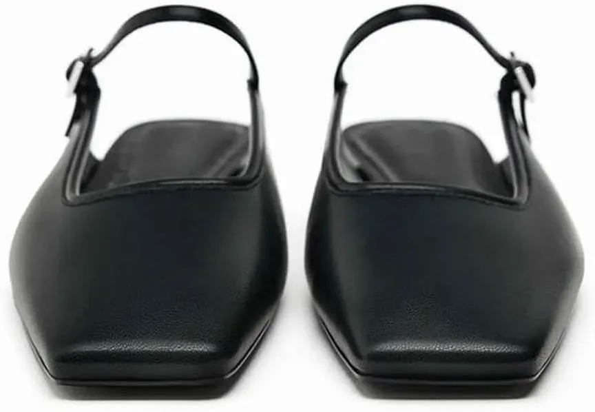 Kluolandi Flat Mules for Women Square Toe Mule Ballet Flats with Strap Comfortable Closed Toe Slides Shoes