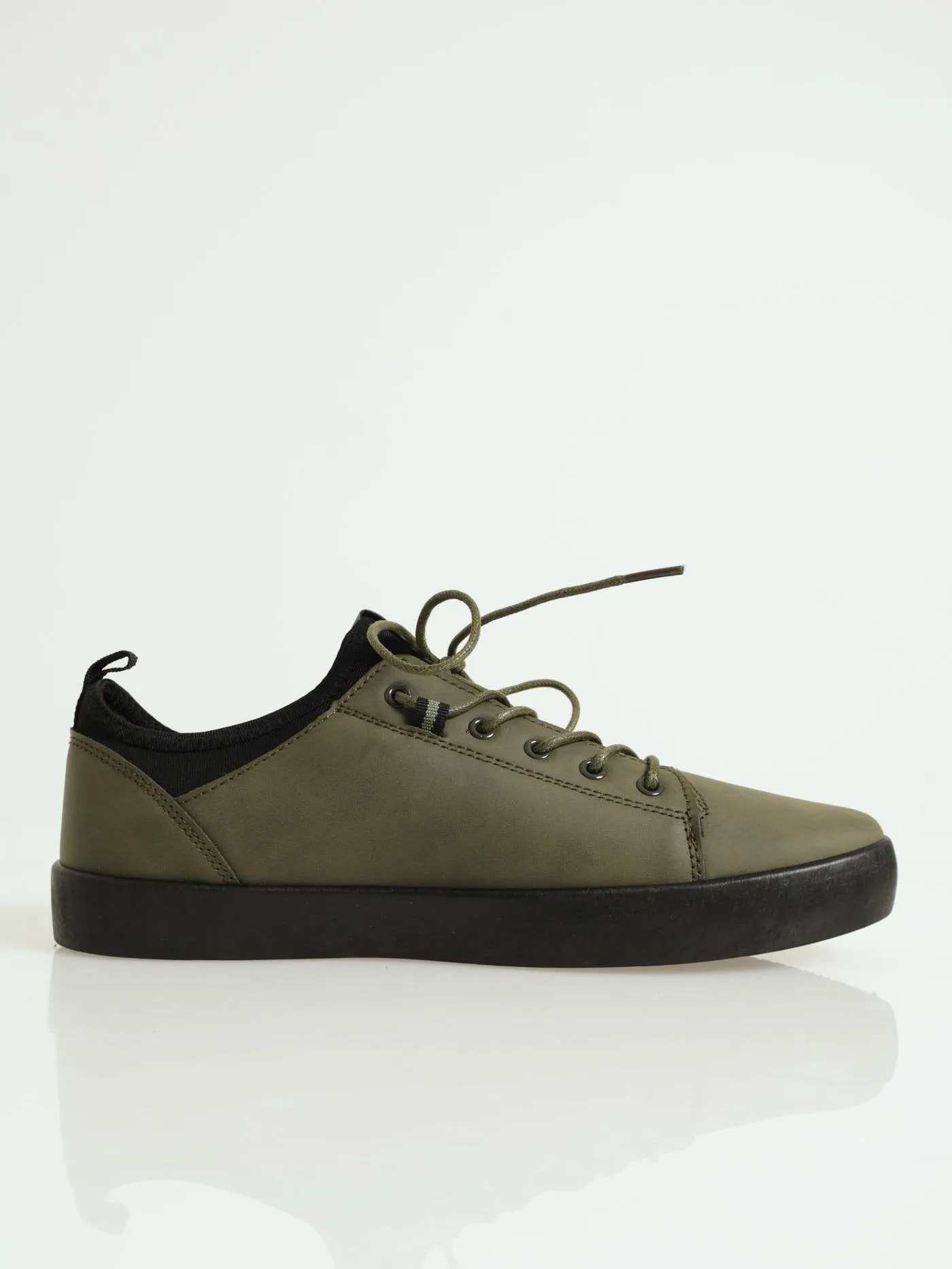 Knit Collar Basic Sneaker - Olive