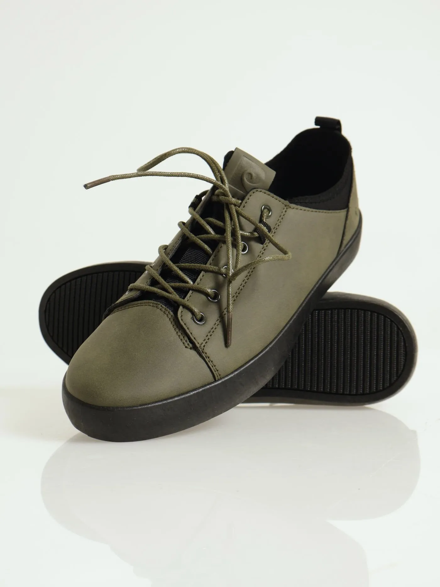 Knit Collar Basic Sneaker - Olive