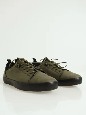 Knit Collar Basic Sneaker - Olive