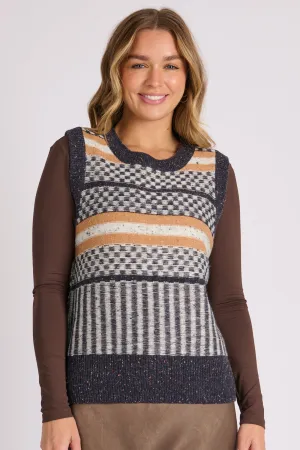 Knit Vest - Black Motif