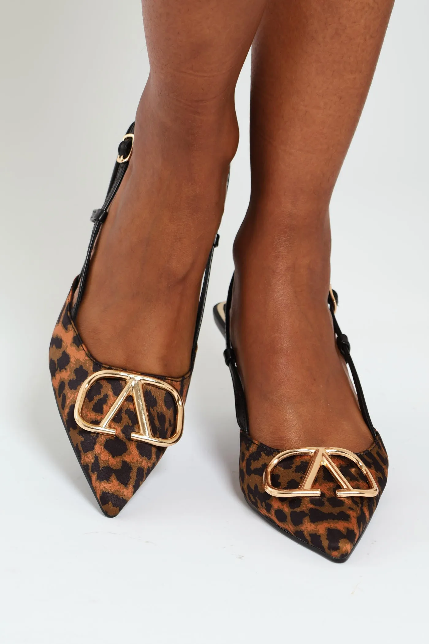 Leopard Print Square Vamp Slingback Mule Heel