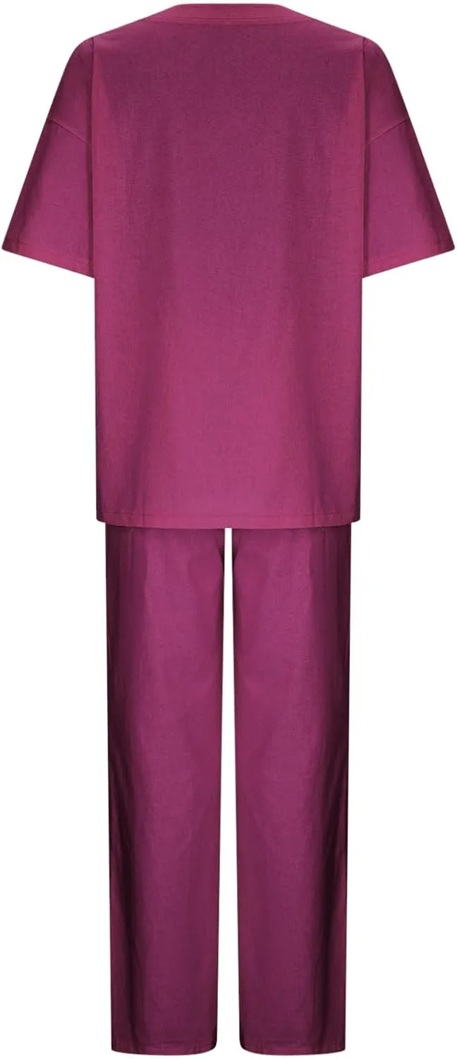 Linen Two Piece Sets For Women Summer 2024 Plus Size Tops And Wide Leg Pants Matching Set Beach Vacation Outfits
