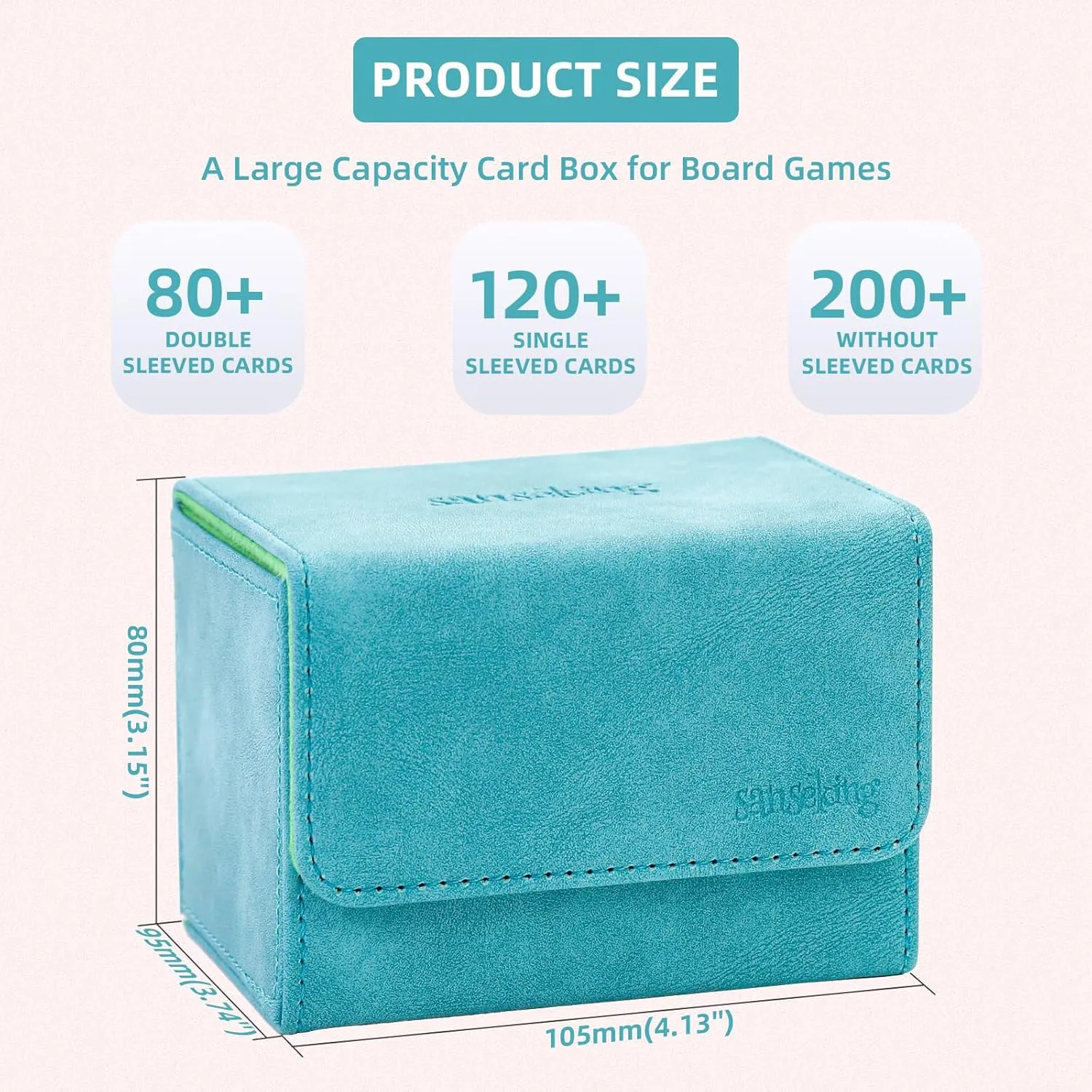Magic Card Deck Box for MTG Single Deck Card Box fits 100  TCG Sleeved Cards Soft Leather Card Box Top loading Card Boxes Magic Gift for MTG TCG CCG (Horizontal,Cyan)