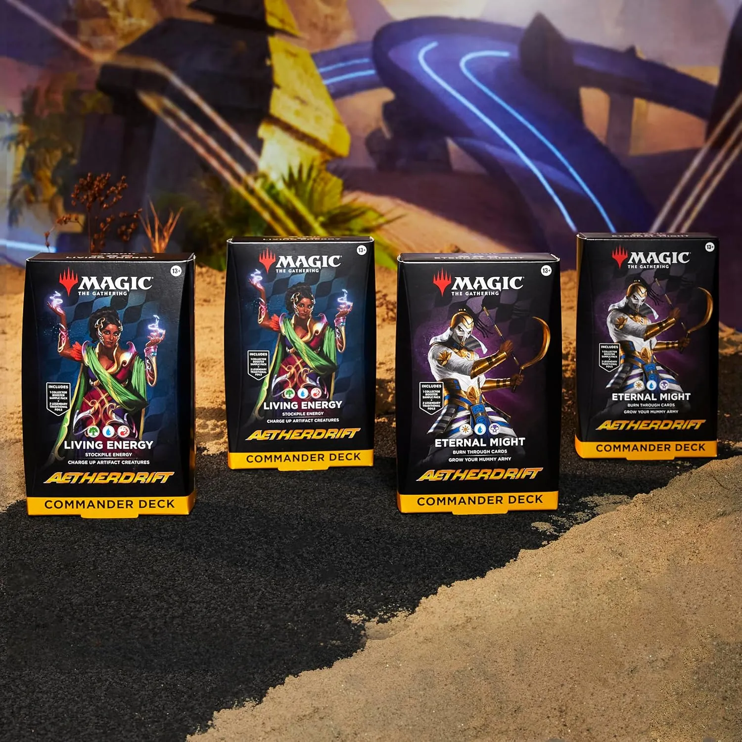 Magic The Gathering Aetherdrift Commander Deck Bundle - 2 of Each Deck (2 Living Energy   2 Eternal Might)