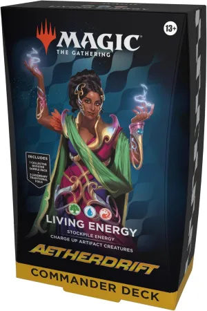 Magic The Gathering Aetherdrift Commander Deck - Living Energy (100-Card Deck, 2-Card Collector Booster Sample Pack   Accessories)
